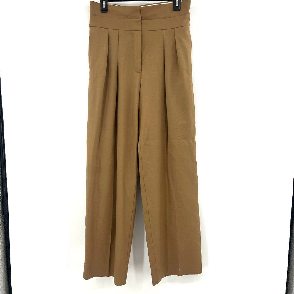 Aritzia Babaton Wool Beige Pleated Wide Leg Pants Women's 6